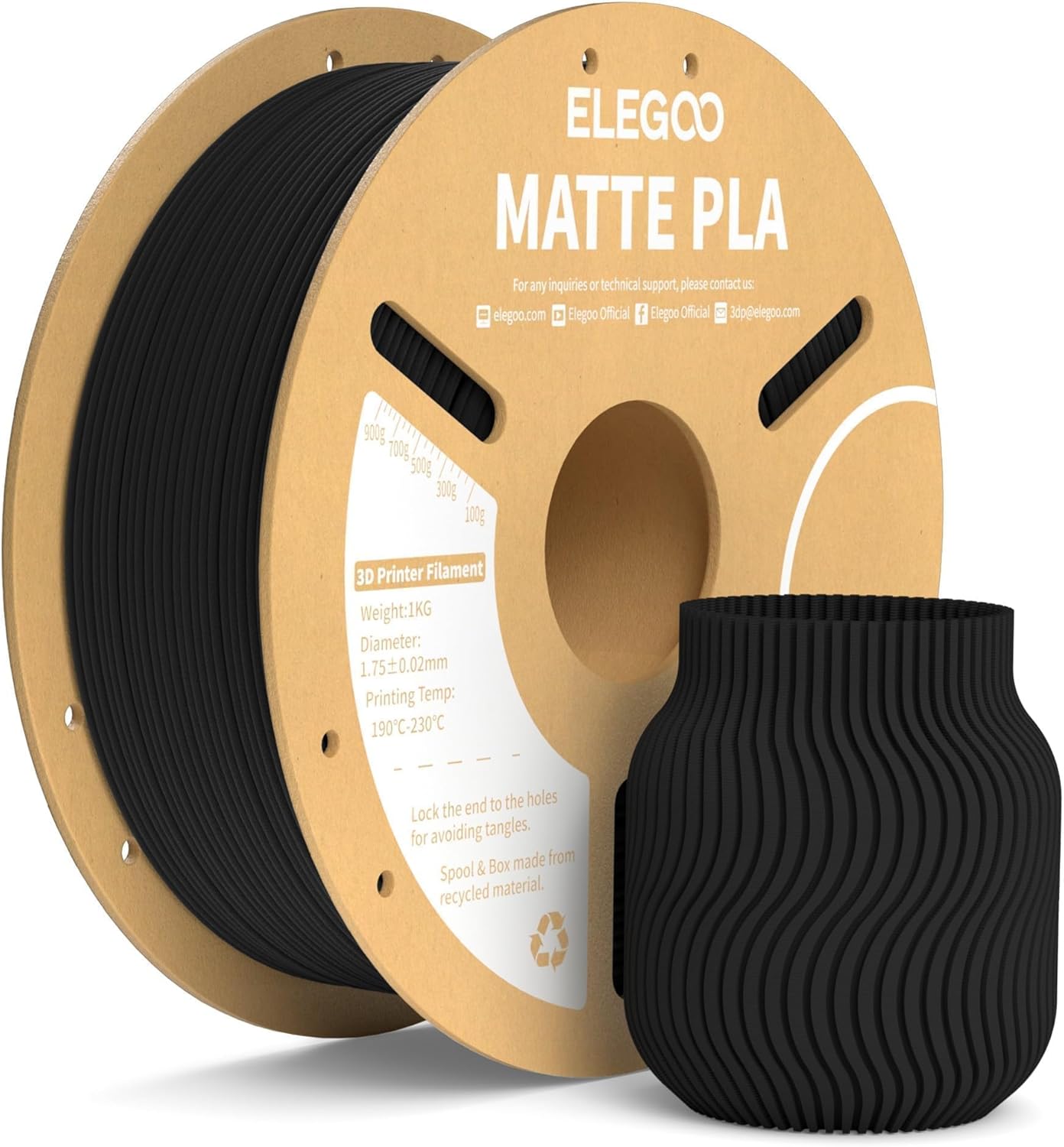Matte PLA Filament Black Matte PLA Filament Black