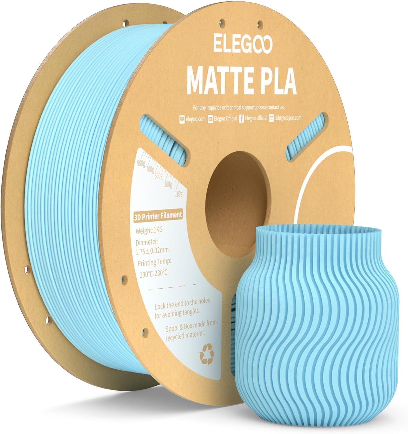 Matte PLA Filament Ice Blue