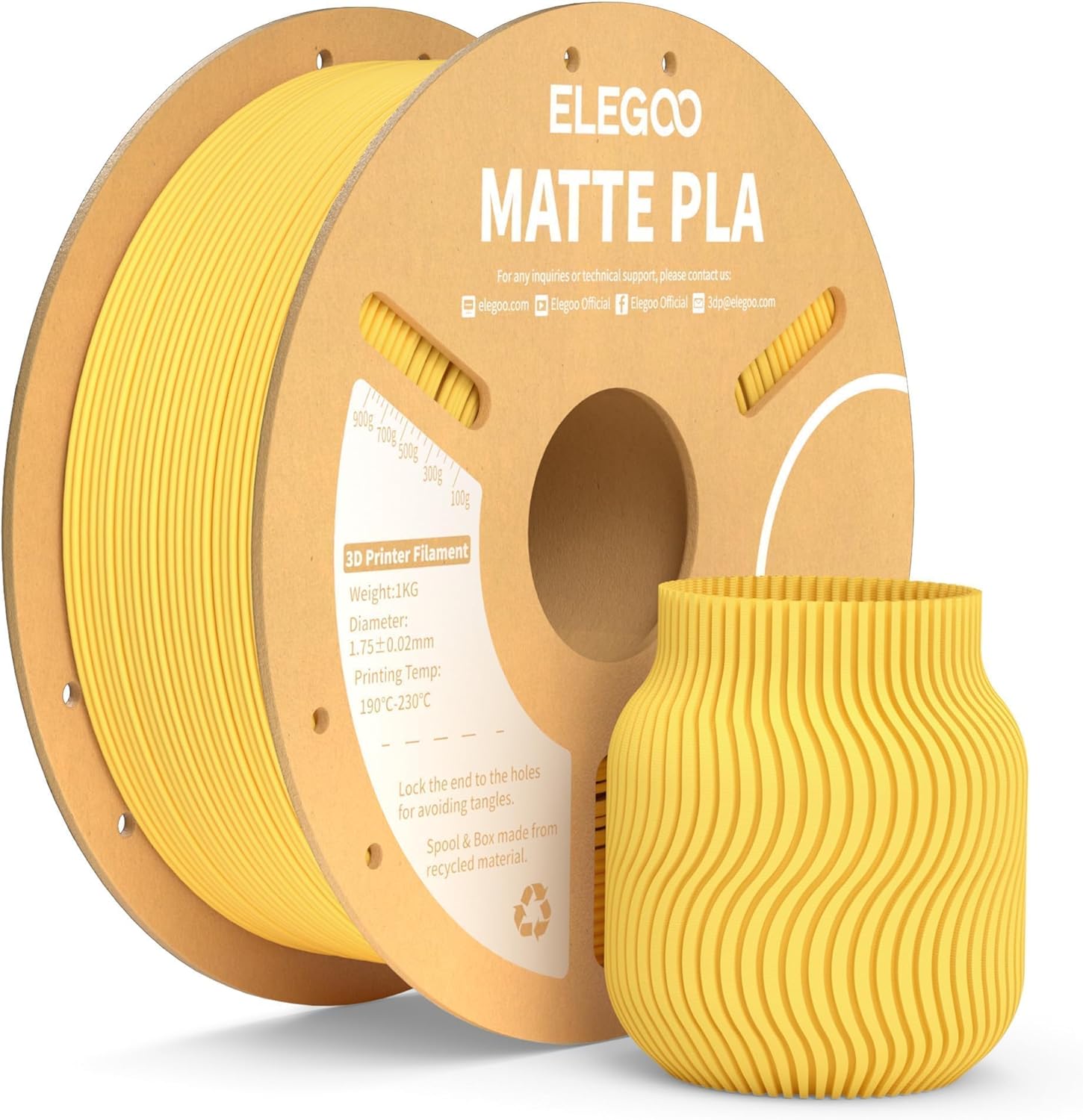 Matte PLA Filament Sunshine Yellow Matte PLA Filament Sunshine Yellow